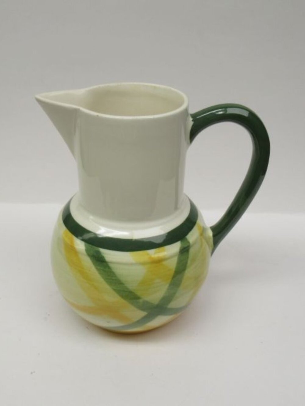 Metlox Vernonware GINGHAM 6 5/8 Inch High Bulbous Jug or Pitcher, Made In U.S.A.